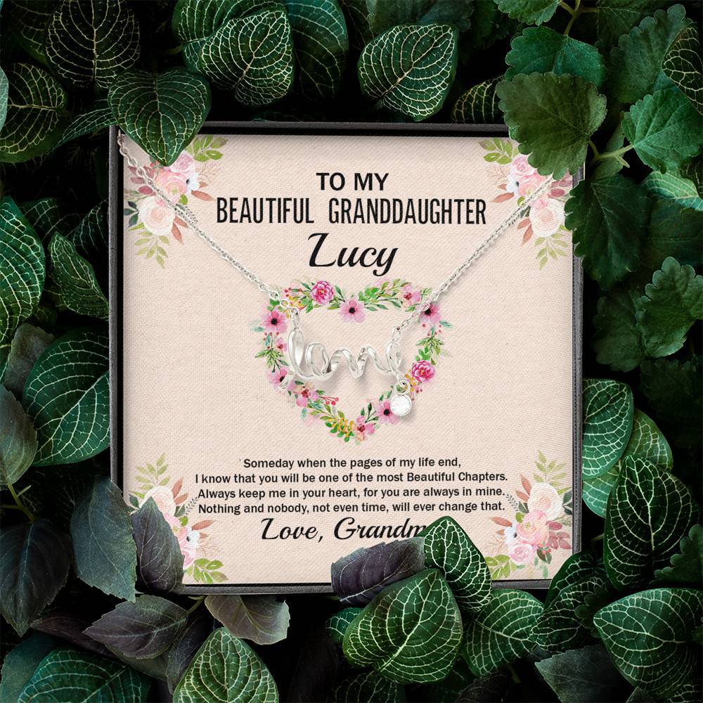 Personalized To My Beautiful Granddaughter Scripted Love Pendant Necklace