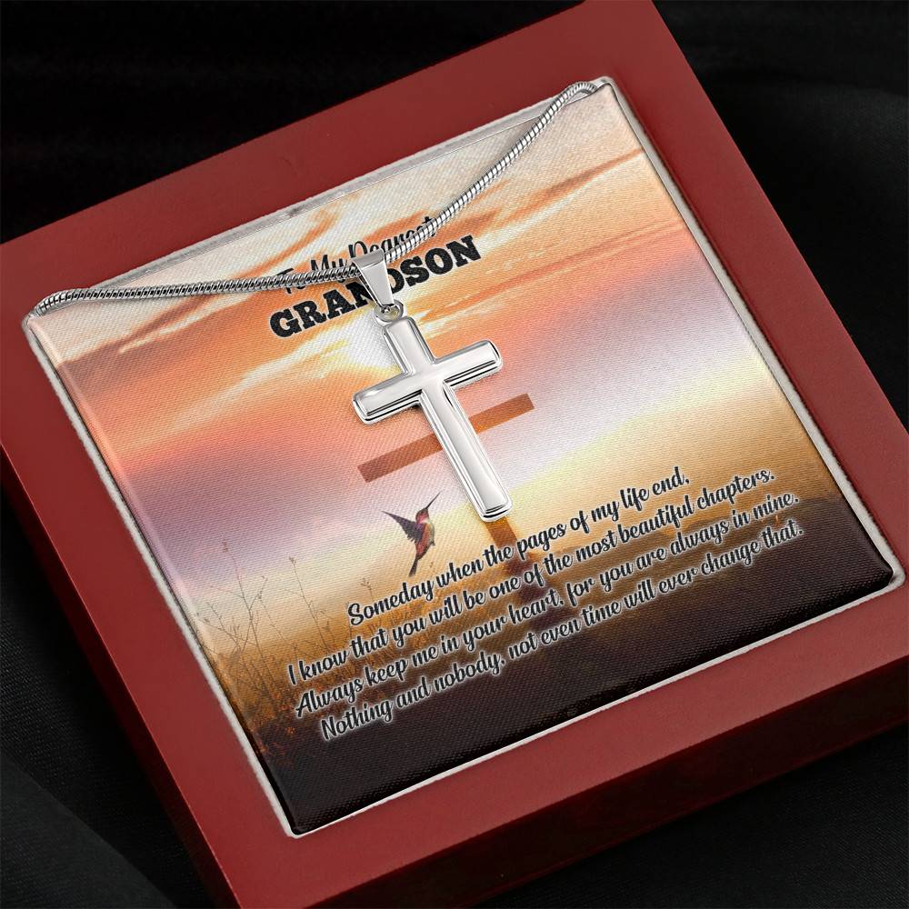 To My Dearest Grandson I Know That You Will Be One Of The Most Beautiful Chapters Artisan Crafted Cross Necklace