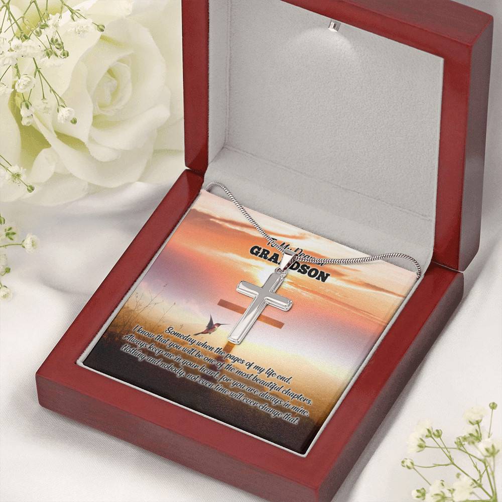 To My Dearest Grandson I Know That You Will Be One Of The Most Beautiful Chapters Artisan Crafted Cross Necklace