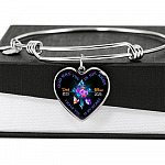 Personalized God Has You In His Arms I Have You In My Heart Dad Mom Heart Pendant Necklace-Bangle