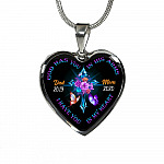 Personalized God Has You In His Arms I Have You In My Heart Dad Mom Heart Pendant Necklace-Bangle