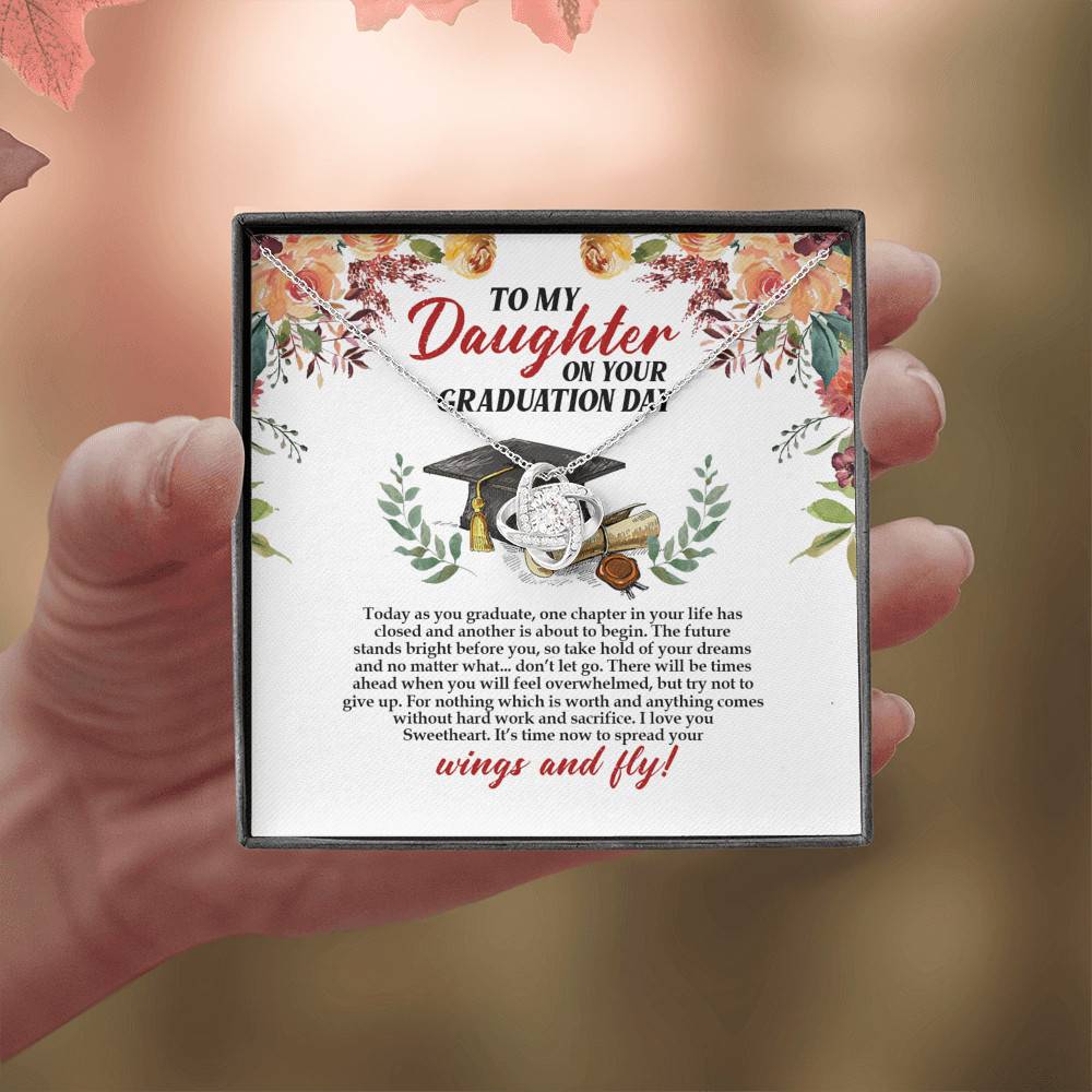 To My Daughter On Your Graduation Day Love Knot Pendant Necklaces - Graduation Day Gift For Daughter