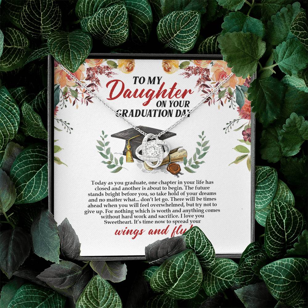 To My Daughter On Your Graduation Day Love Knot Pendant Necklaces - Graduation Day Gift For Daughter