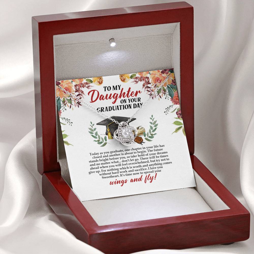 To My Daughter On Your Graduation Day Love Knot Pendant Necklaces - Graduation Day Gift For Daughter