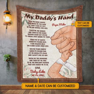 Alternative view of Personalized My Daddy's Hand Hold My Hand Daddy Fleece Blanket - Premium Sherpa Blanket - First Father's Day Gift