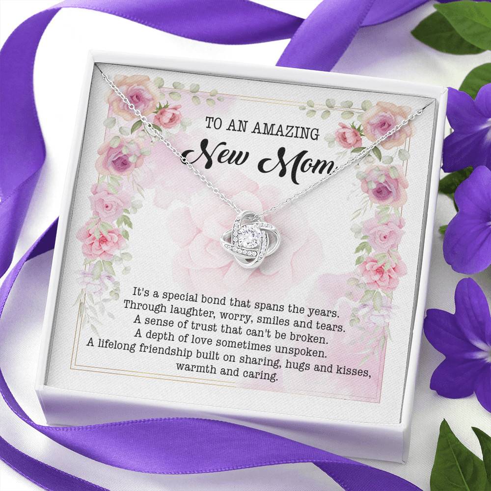 To An Amazing New Mom Love Knot Pendant Necklace - New Mom Necklace
