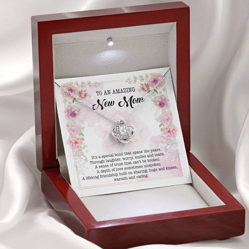To An Amazing New Mom Love Knot Pendant Necklace - New Mom Necklace