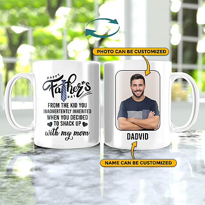 Personalized Photo Happy Father's Day From The Kid You Inadvertently Inherited Two Sided Ceramic Coffee Mug