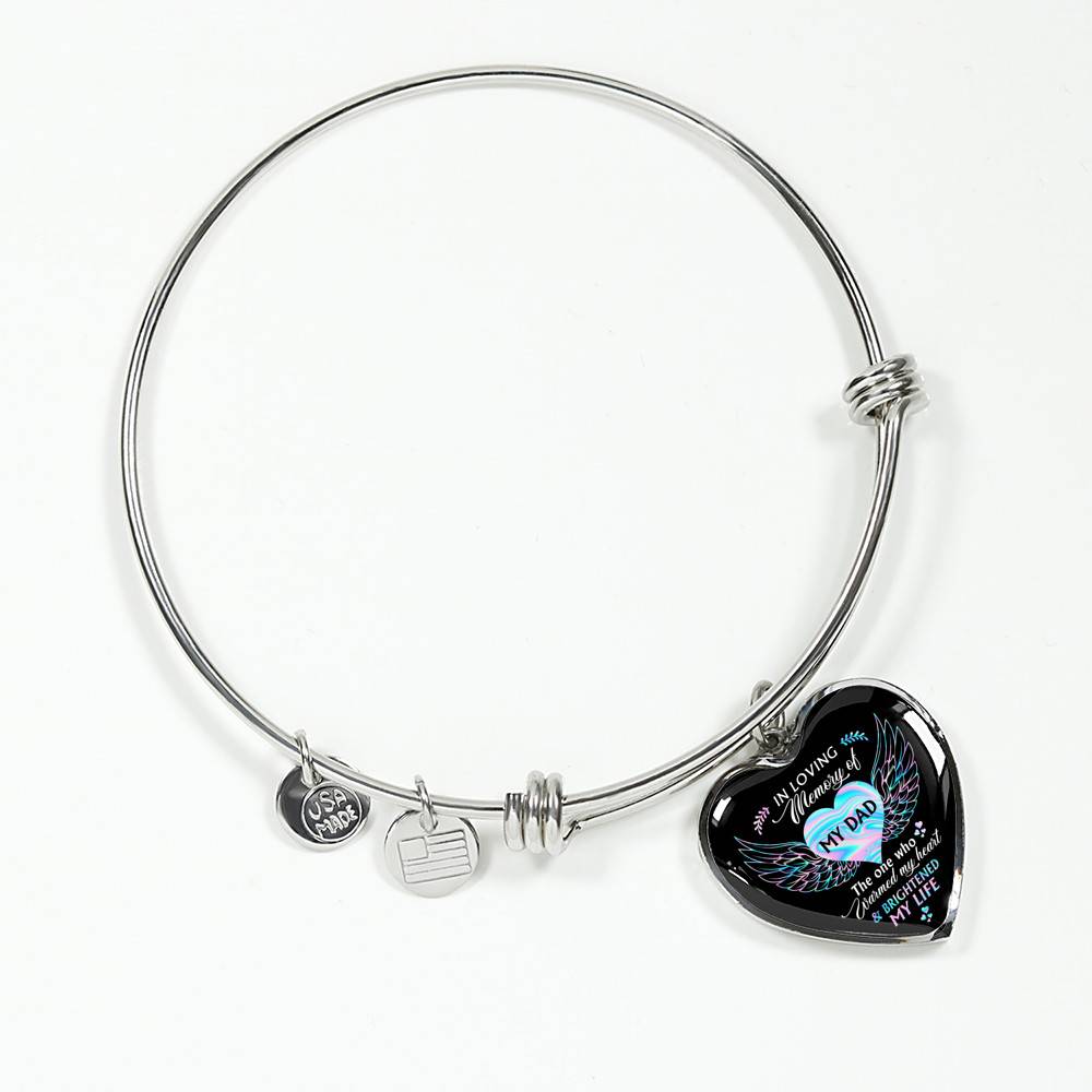 Angel Wings in Loving Memory of My Dad the One Who Warmed My Heart Brightened My Life Heart Pendant Necklace
