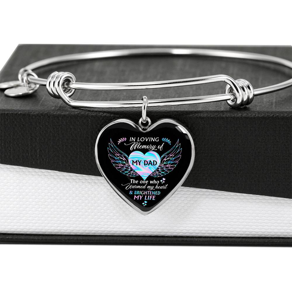 Angel Wings in Loving Memory of My Dad the One Who Warmed My Heart Brightened My Life Heart Pendant Necklace