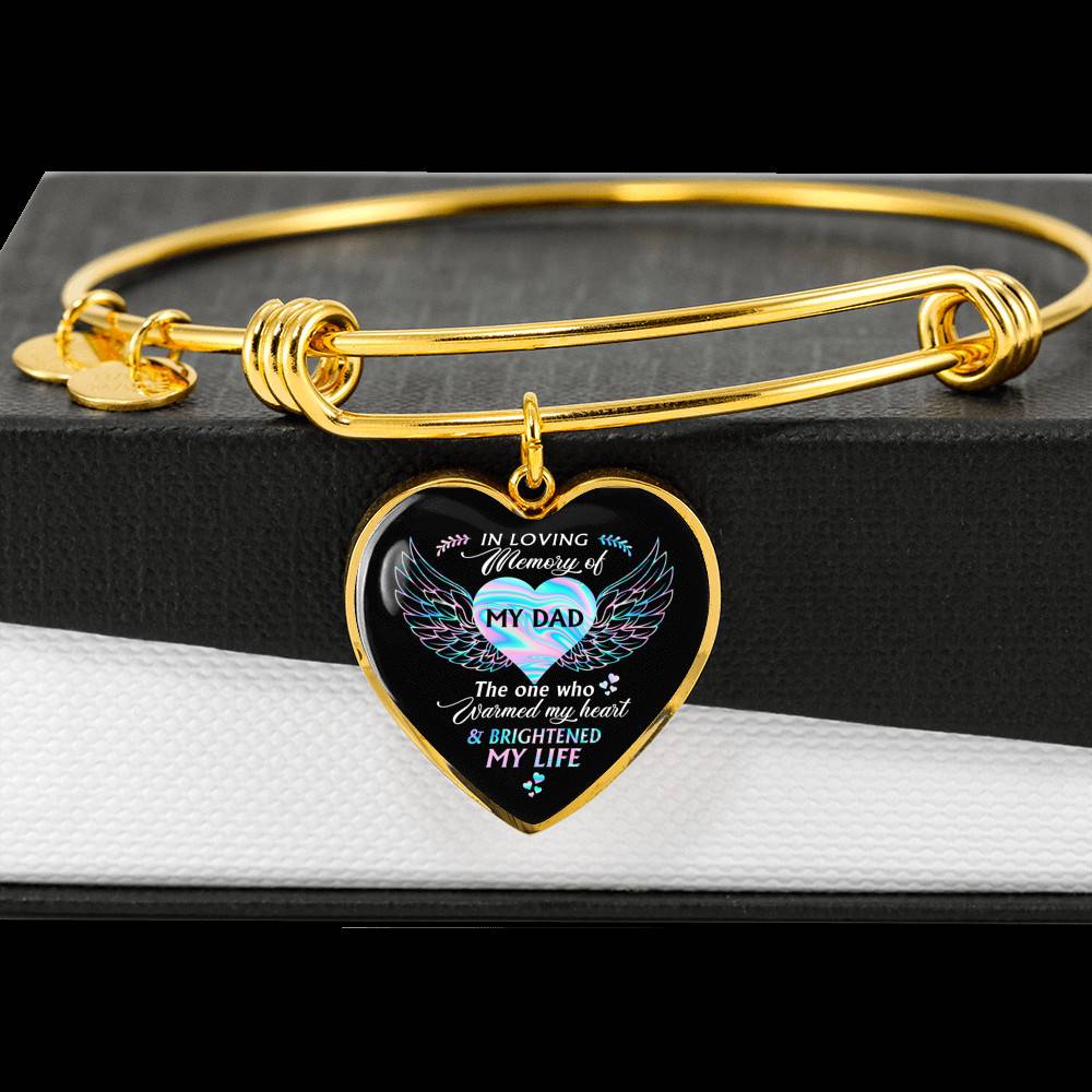 Angel Wings in Loving Memory of My Dad the One Who Warmed My Heart Brightened My Life Heart Pendant Necklace