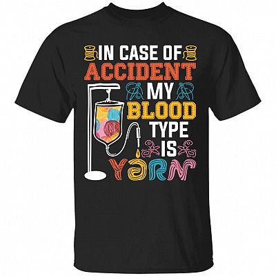Yarn Blood Type Shirt, Black, Unisex T-Shirt
