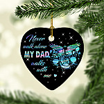 Never Walk Alone My Dad Walks With Me Angel Wings Sneaker Decorative Ornament Keepsake - Holiday Flat Heart Ornament