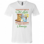 jan, White, V-Neck T-Shirt
