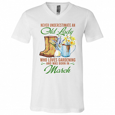 march, White, V-Neck T-Shirt