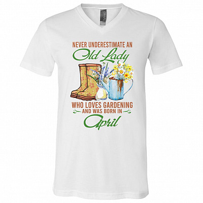 Never Underestimate an Old 4, White, V-Neck T-Shirt