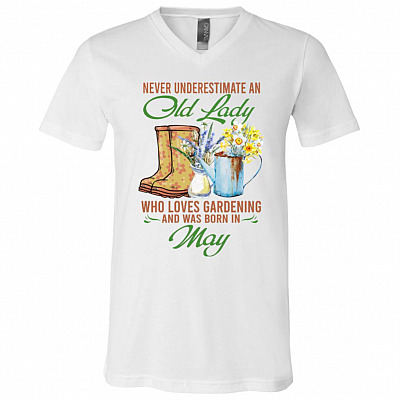 Never Underestimate an Old 5, White, V-Neck T-Shirt