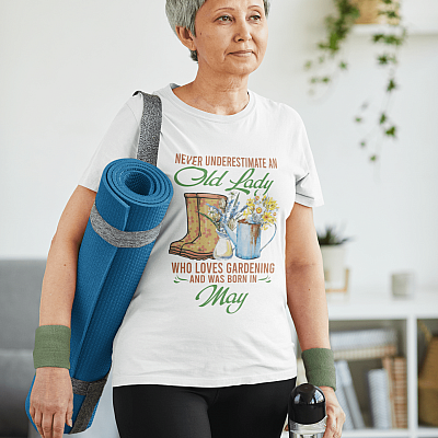 Alternative view of Never Underestimate an Old Lady Who Loves Gardening and Was Born in May T-Shirt - V-Neck Tee