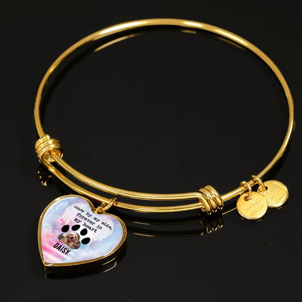 Personalized Photo Once By My Side Forever In My Heart Quote In Memory Of Dog Pet Remembrance Heart Necklace