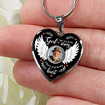 Personalized Photo God Has You In His Arms I Have You In My Heart Memorial Luxury Heart Pendant Necklace