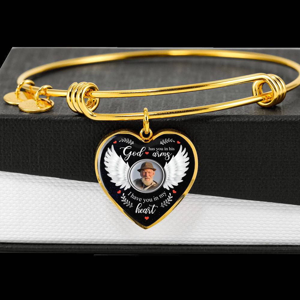 Personalized Photo God Has You In His Arms I Have You In My Heart Memorial Luxury Heart Pendant Necklace