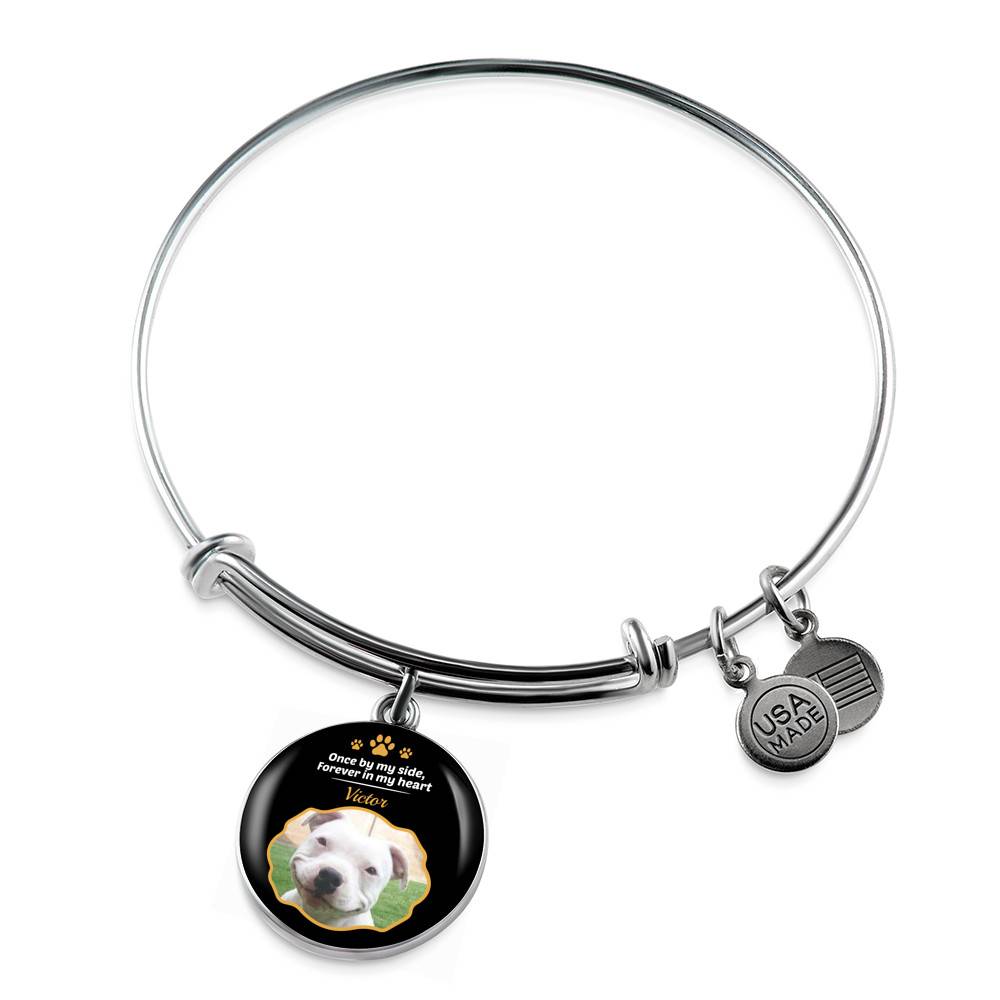 Personalized Photo Once By My Side Forever In My Heart Dog Memorial Circle Pendant Necklace