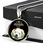 Personalized Photo Once By My Side Forever In My Heart Dog Memorial Circle Pendant Necklace
