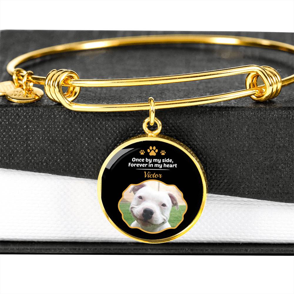Personalized Photo Once By My Side Forever In My Heart Dog Memorial Circle Pendant Necklace