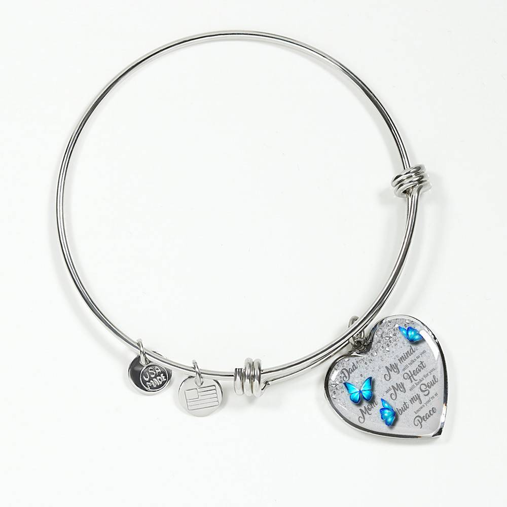Personalized Butterflies My Mind Still Talk To You And My Heart Still Looks For You Heart Pendant Necklace-Bangle Personalized Butterflies My Mind Still Talk To You And My Heart Still Looks For You Heart Pendant Necklace-Bangle