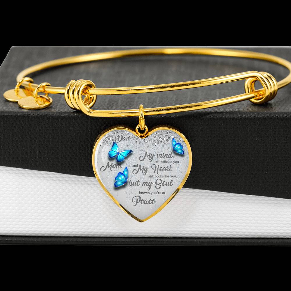 Personalized Butterflies My Mind Still Talk To You And My Heart Still Looks For You Heart Pendant Necklace-Bangle Personalized Butterflies My Mind Still Talk To You And My Heart Still Looks For You Heart Pendant Necklace-Bangle