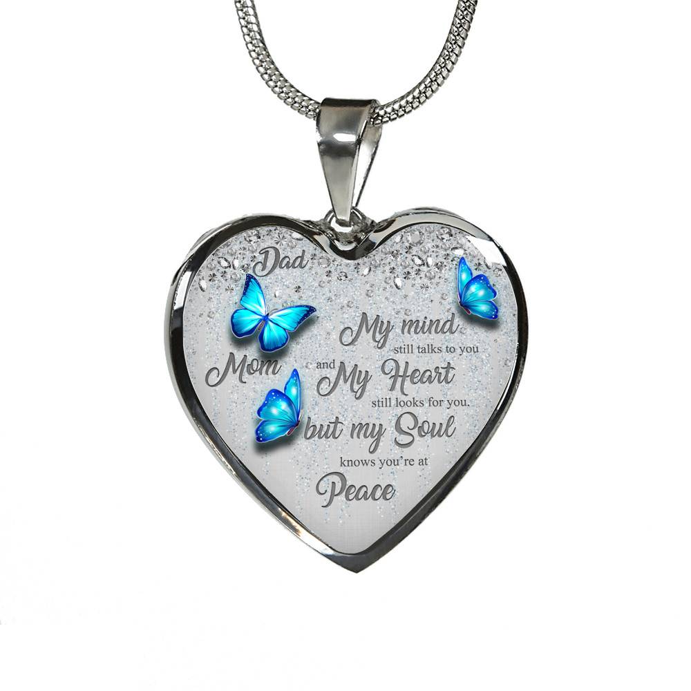 Personalized Butterflies My Mind Still Talk To You And My Heart Still Looks For You Heart Pendant Necklace-Bangle Personalized Butterflies My Mind Still Talk To You And My Heart Still Looks For You Heart Pendant Necklace-Bangle