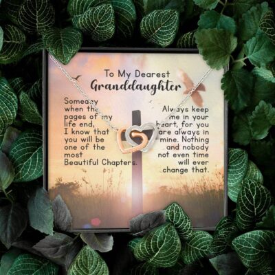 To My Dearest Granddaughter Interlocking Hearts Pendant Necklace - Gift For Granddaughter