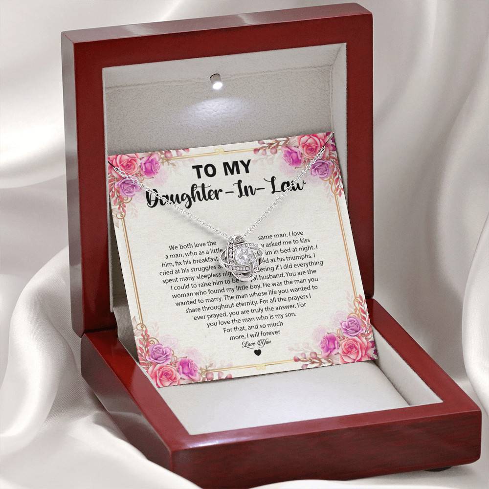 To My Daughter In law we Both Love The Same Man Love Knot Pendant Necklaces - Gift For Daughter In Law Gift