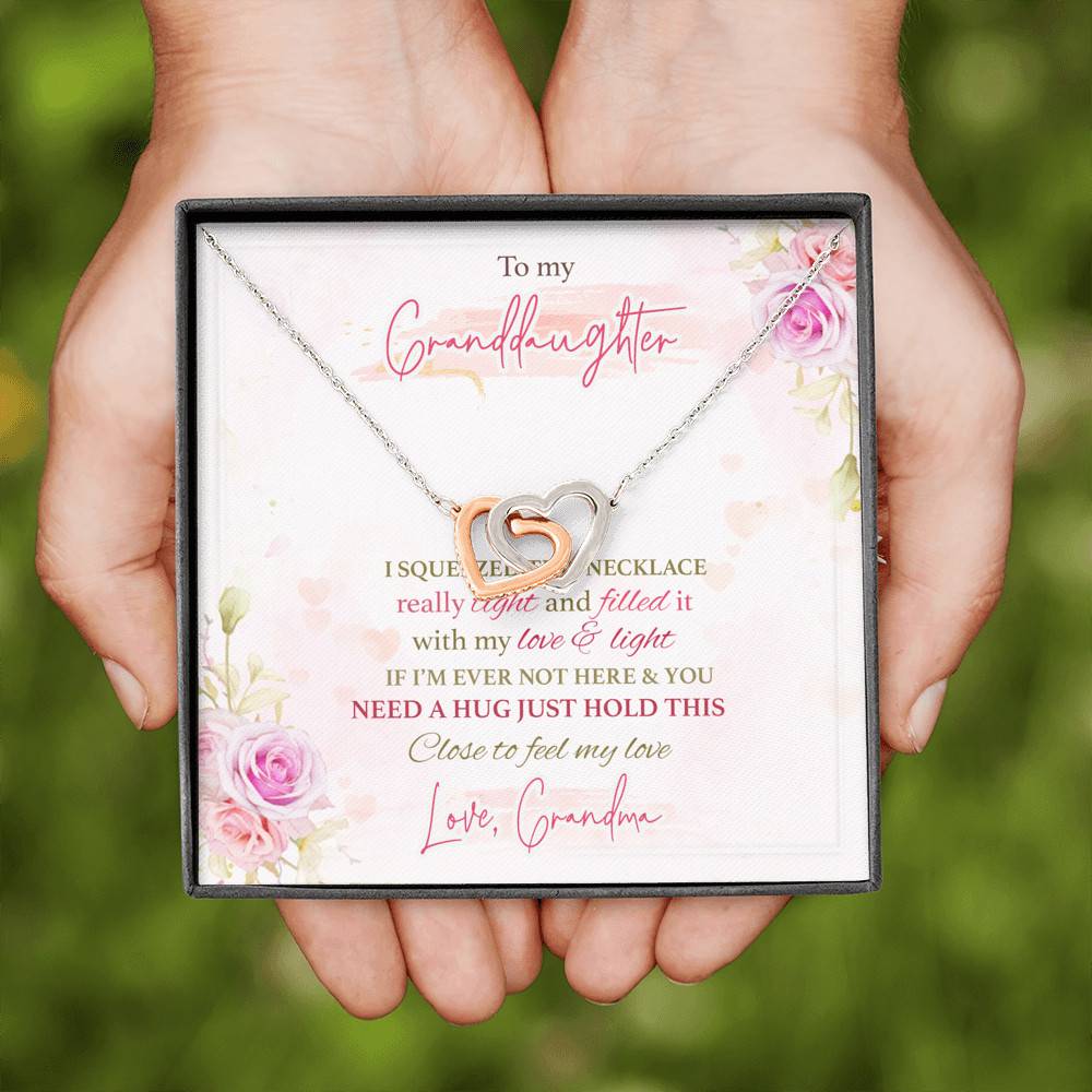 To My Granddaughter I Squeezed This Necklace Really Tight From Grandma Interlocking Hearts Pendant Necklace