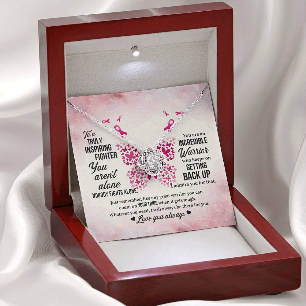 To A Truly Inspiring Fighter Love Knot Pendant Necklaces - Breast Cancer Warrior Gift