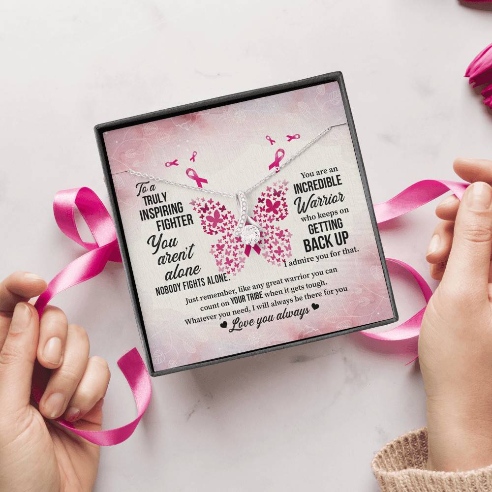 To A Truly Inspiring Fighter Alluring Beauty Pendant Necklace - Breast Cancer Warrior Gift