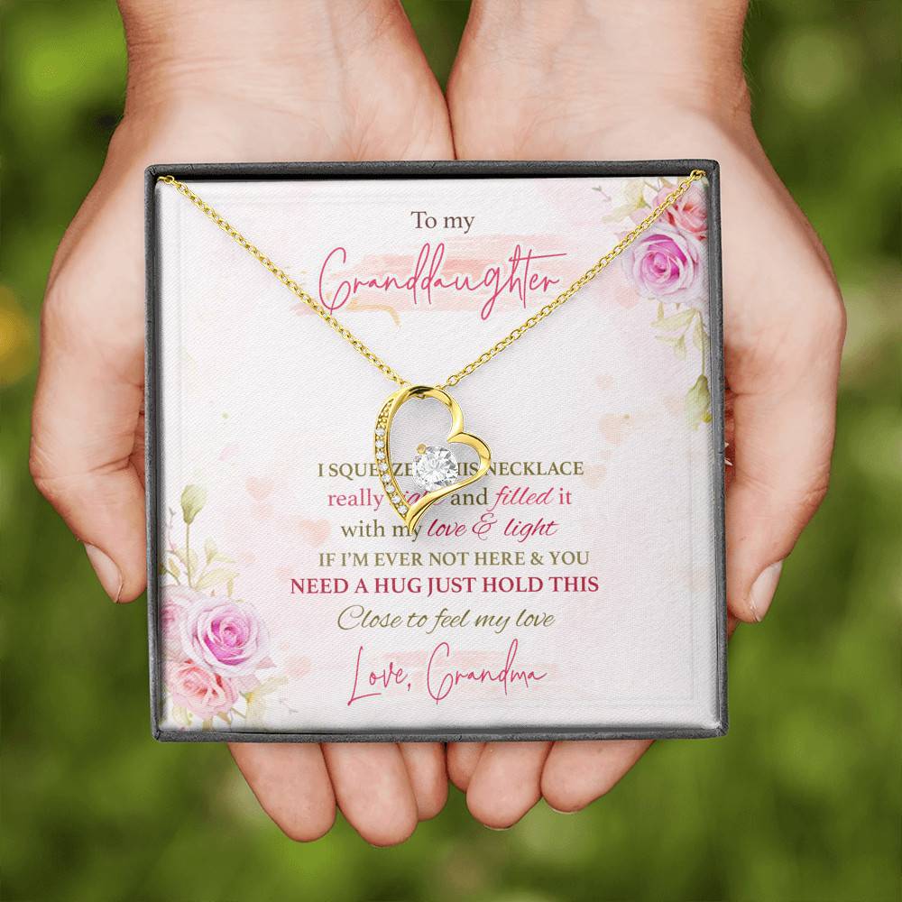 To My Granddaughter I Squeezed This Necklace Really Tight From Grandma Forever Love Heart Pendant Necklace To My Granddaughter I Squeezed This Necklace Really Tight From Grandma Forever Love Heart Pendant Necklace