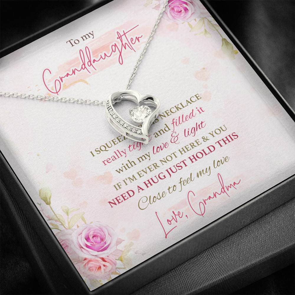 To My Granddaughter I Squeezed This Necklace Really Tight From Grandma Forever Love Heart Pendant Necklace To My Granddaughter I Squeezed This Necklace Really Tight From Grandma Forever Love Heart Pendant Necklace