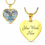 Blue Butterfly Daddy's Girl I Used to Be His Angel Now He's Mine Memorial Heart Pendant Necklace - Bangle