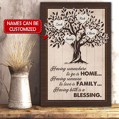Alternative view of Personalized Family Tree Gallery Wrapped Framed Canvas Prints - Unframed Poster - Home Decor Wall Art