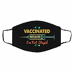 Funny Vaccinated Mask Vaccinated, Black, Cloth Face Cover – Medium/Large