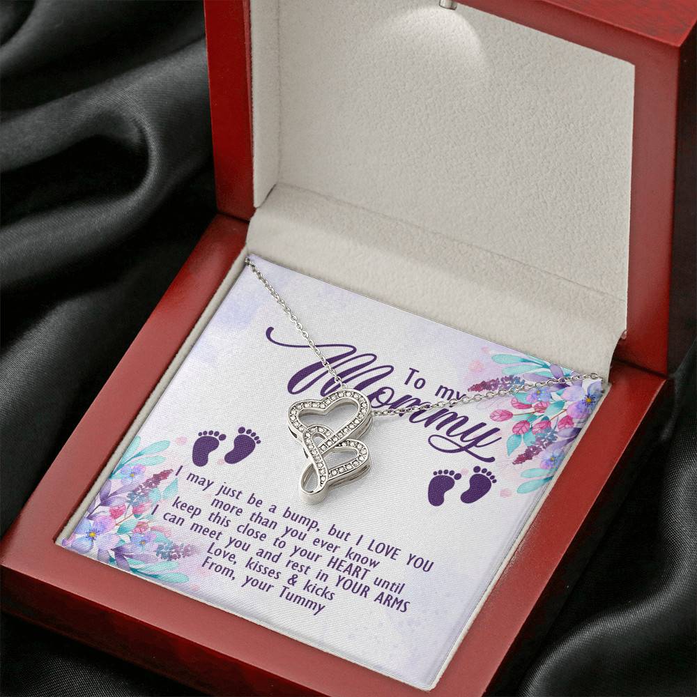 To My Mommy I May Just Be A Bump But I Love You More Than You Ever Know Love Your Tummy Double Hearts Necklace