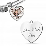 Personalized Photo In Loving Memory As Long As I Breathe You Will Be Remember Heart Pendant Necklace - Bangle Personalized Photo In Loving Memory As Long As I Breathe You Will Be Remember Heart Pendant Necklace - Bangle