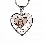 Personalized Photo In Loving Memory As Long As I Breathe You Will Be Remember Heart Pendant Necklace - Bangle Personalized Photo In Loving Memory As Long As I Breathe You Will Be Remember Heart Pendant Necklace - Bangle