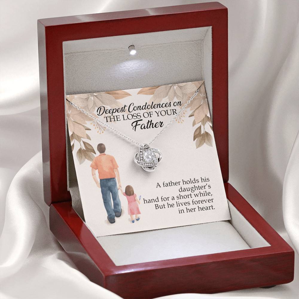 Dad Memorial a Father Holds His Daughter's Hand for a Short While Love Knot Pendant Necklace