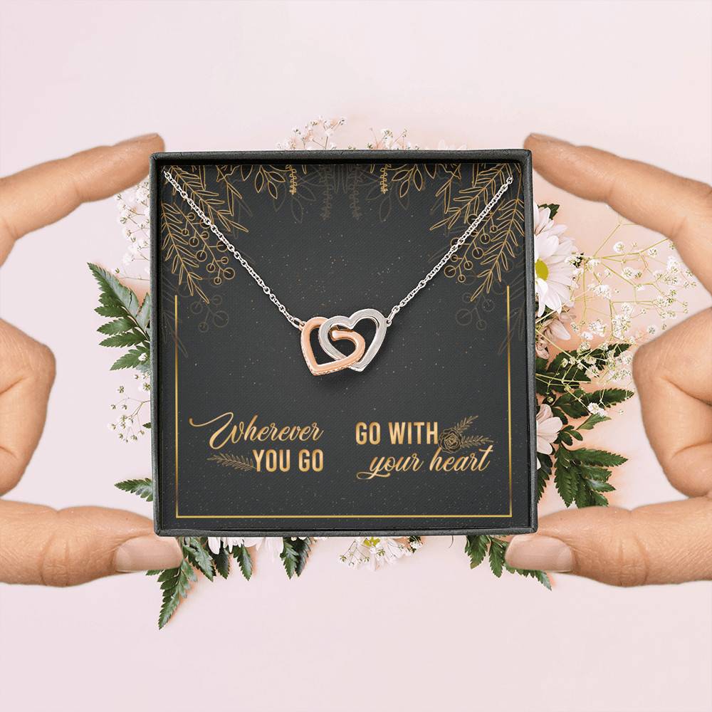 Graduation Gift for Daughter Wherever You Go Go with Your Heart Interlocking Heart Pendant Necklace