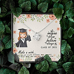 Graduation Gift Class of 2021 Make a Wish and Put on Your Necklace Love Knot Pendant Necklace
