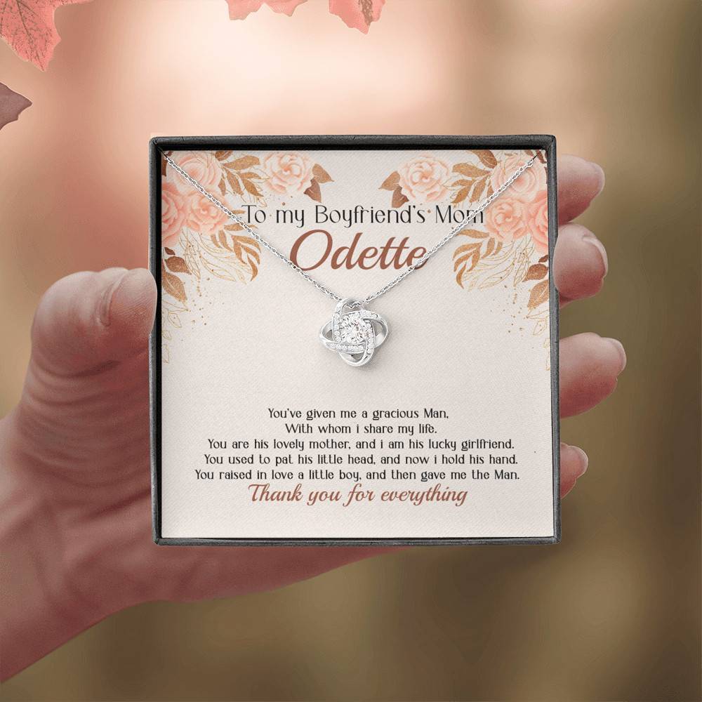 Personalized to My Boyfriend's Mom You've Given A Gracious Man Love Knot Pendant Necklace