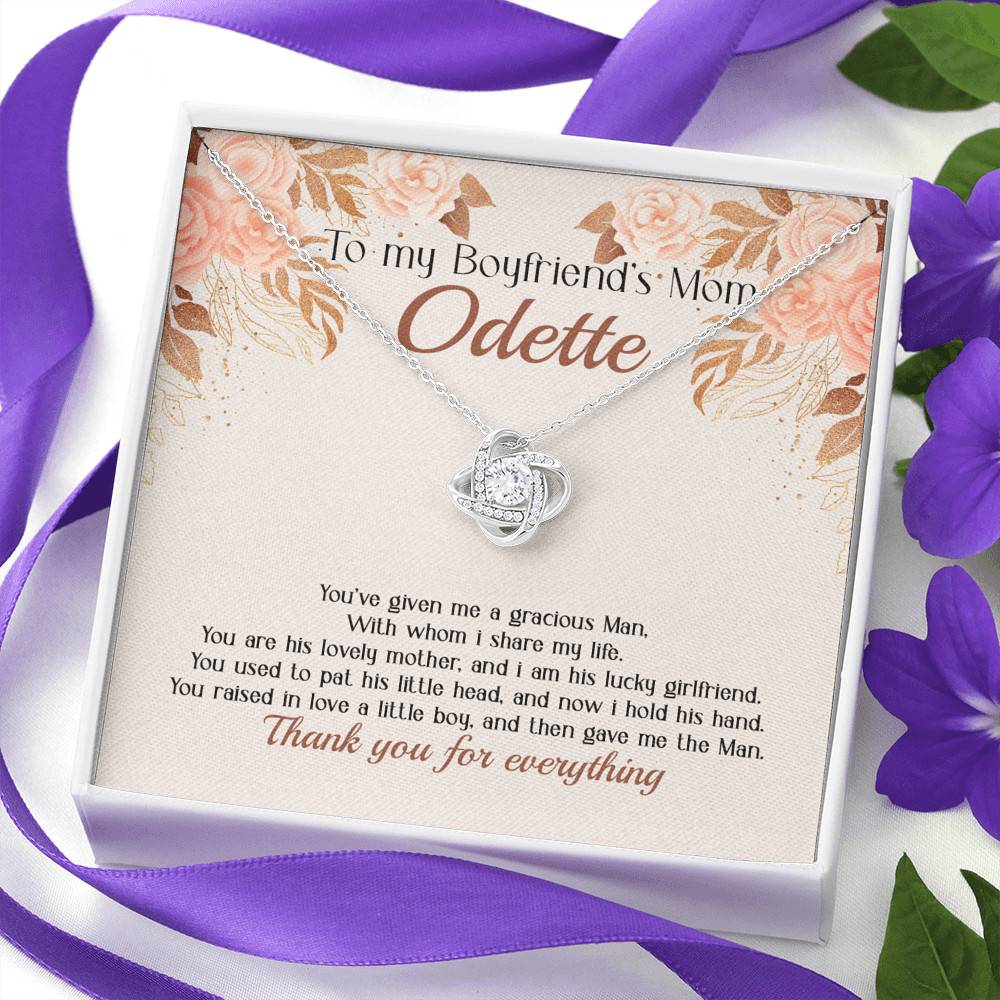 Personalized to My Boyfriend's Mom You've Given A Gracious Man Love Knot Pendant Necklace