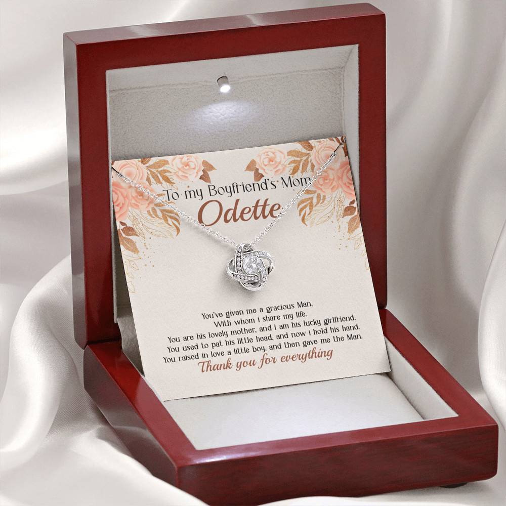 Personalized to My Boyfriend's Mom You've Given A Gracious Man Love Knot Pendant Necklace
